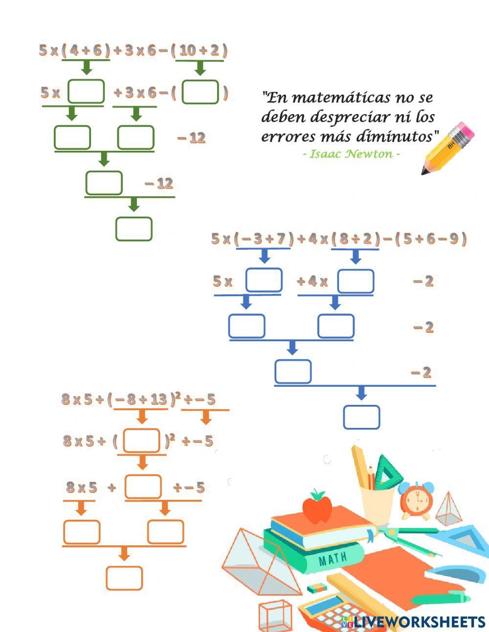 Operaciones Combinadas con Números Enteros