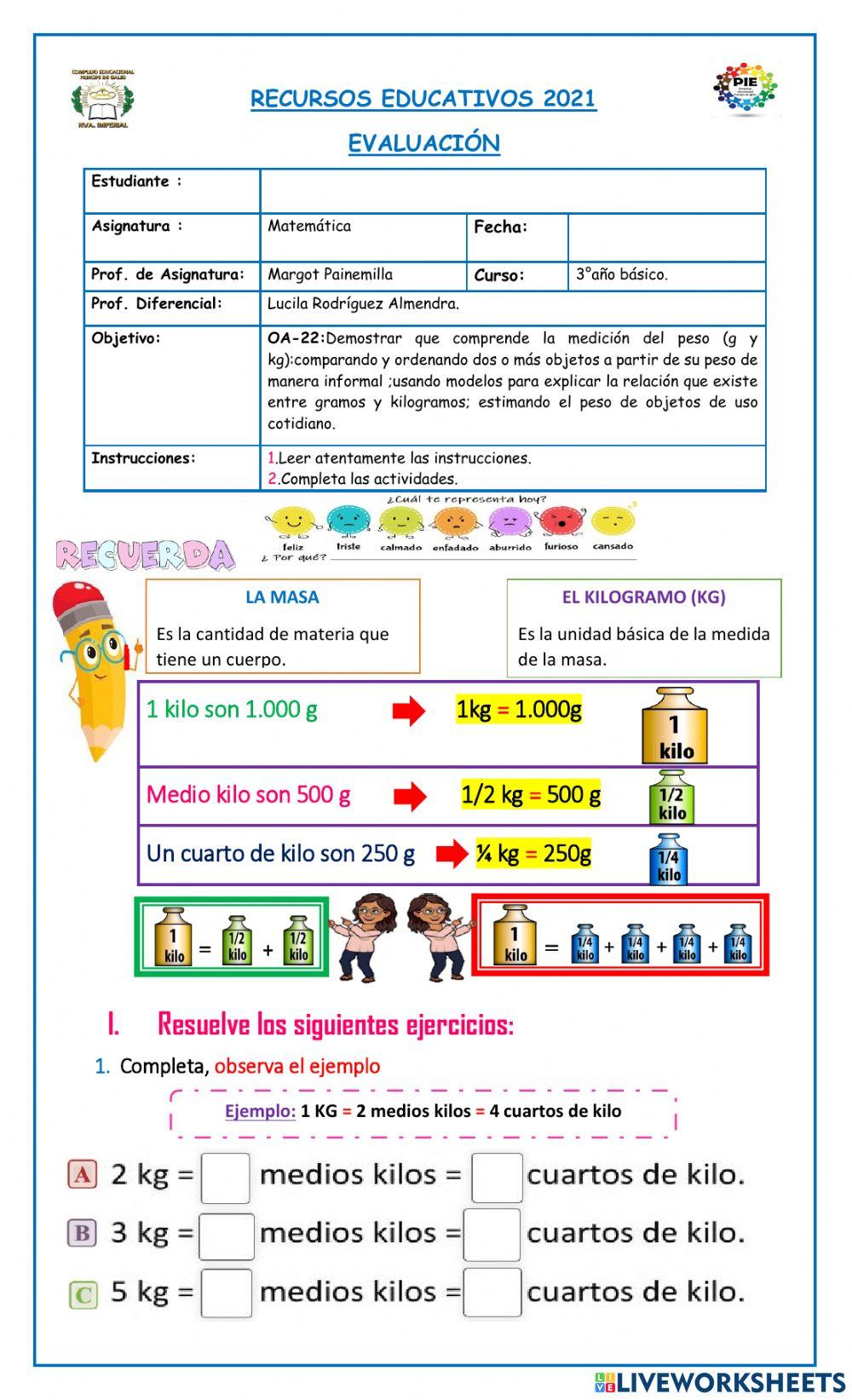 Evaluacón masa y kilogramo