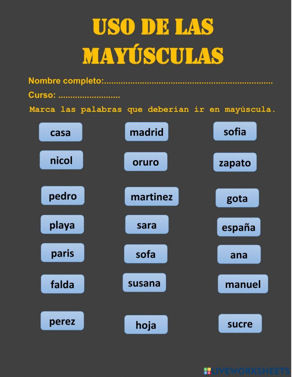 Uso de mayúsculas 6to b