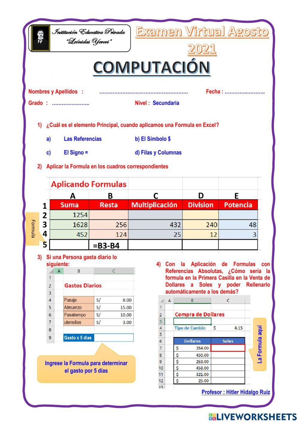 Examen de Computación Sec