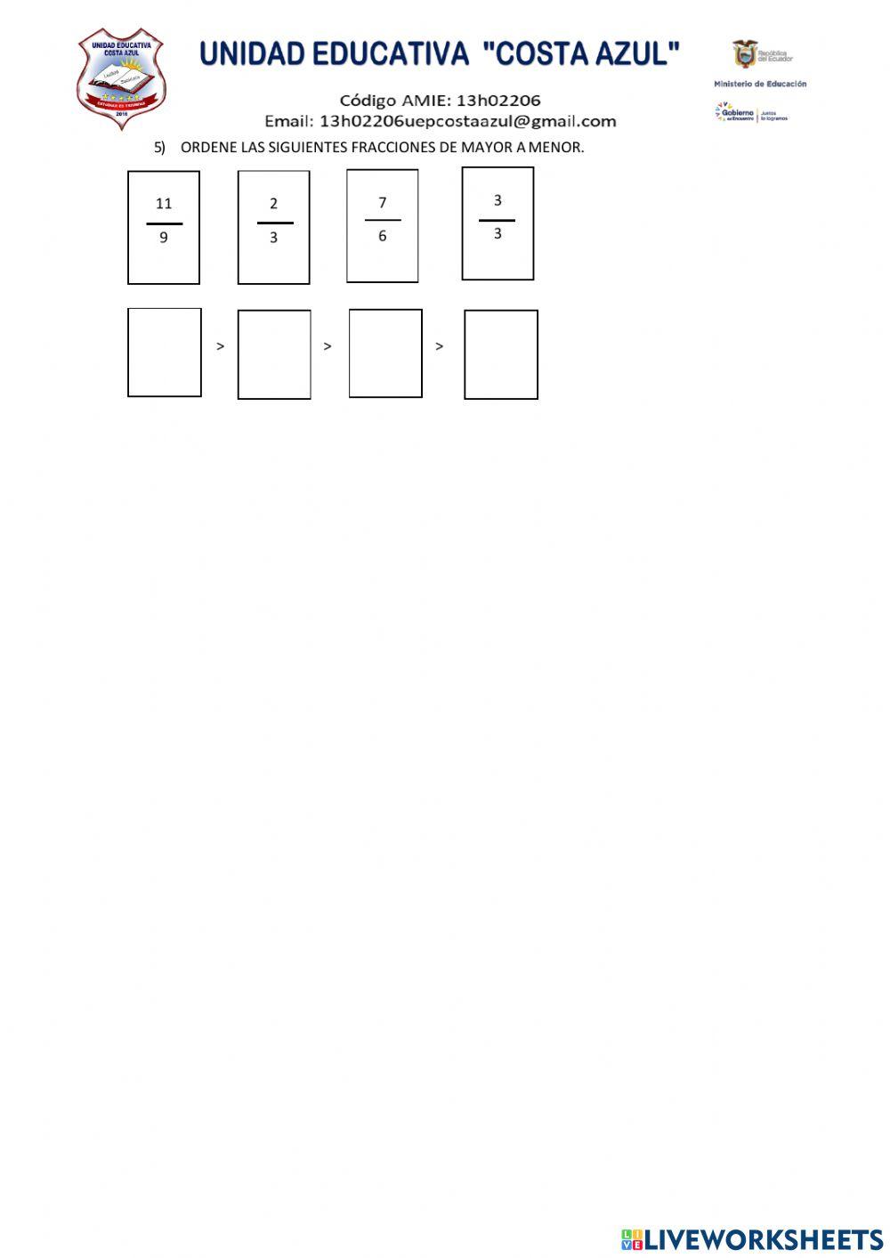 Ejercicios matemáticos