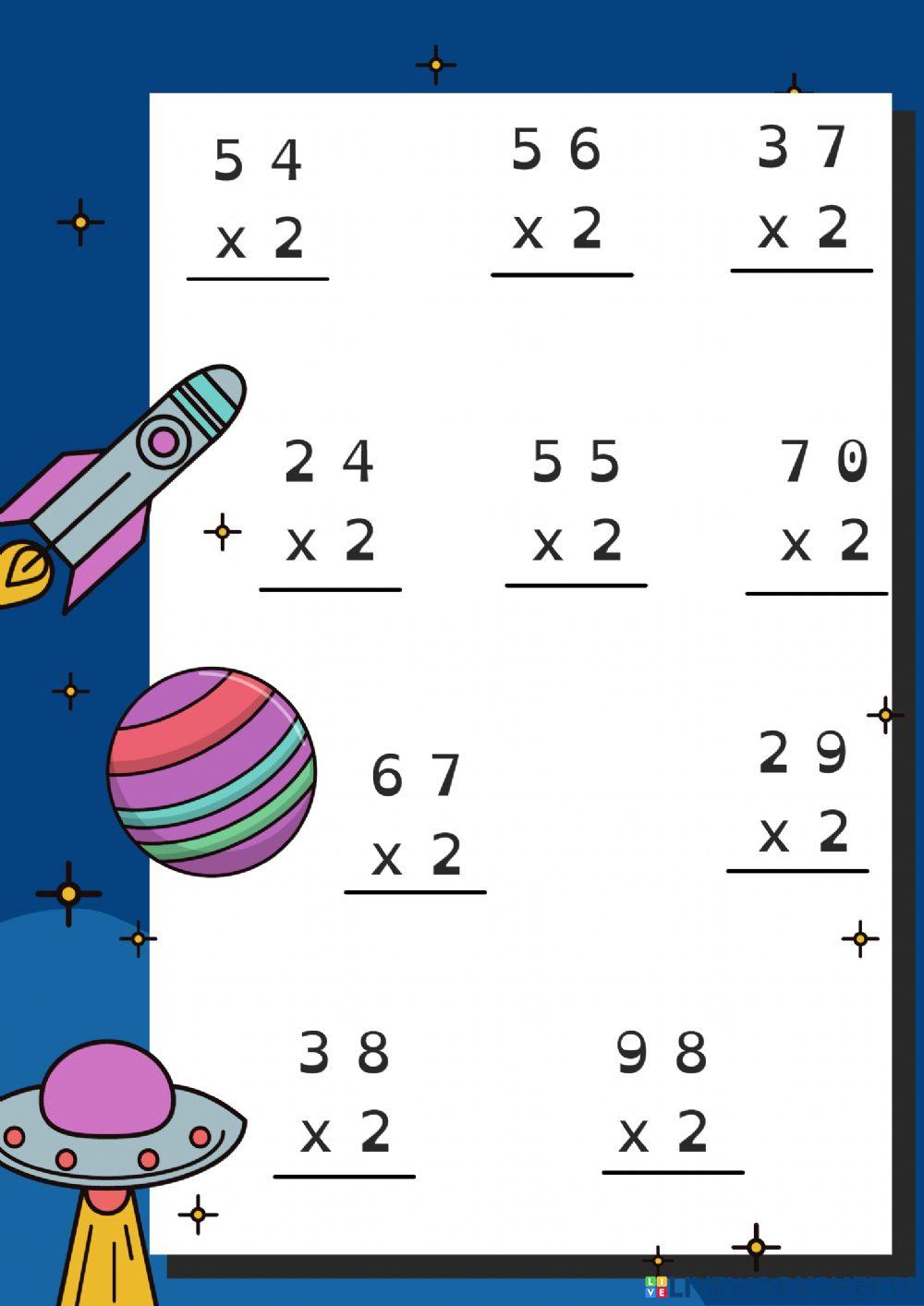 Tabuada do 2 multiplicação