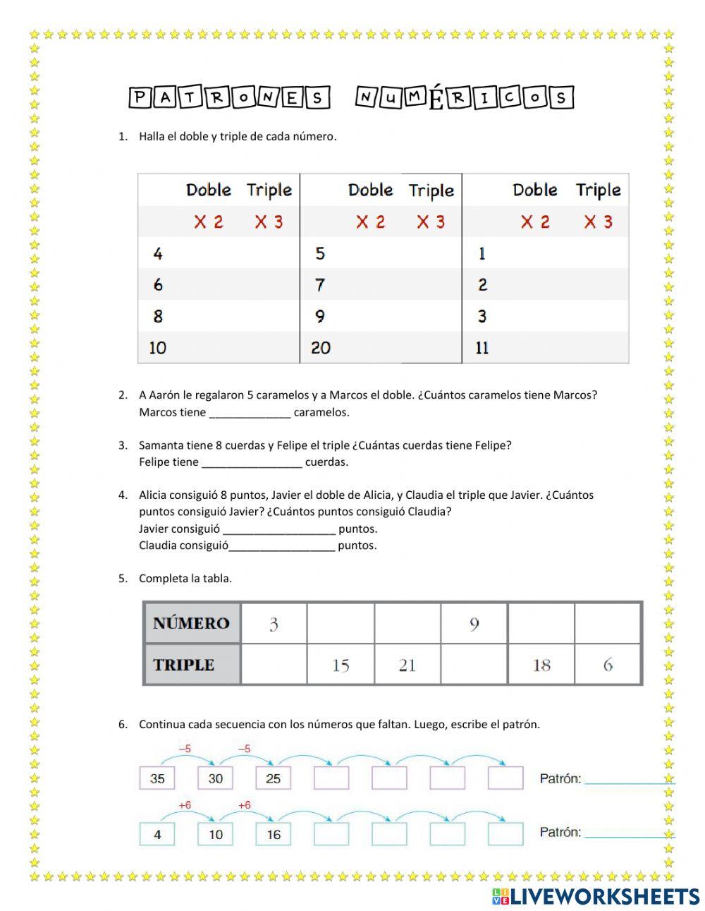 Patrones numéricos - doble y triple
