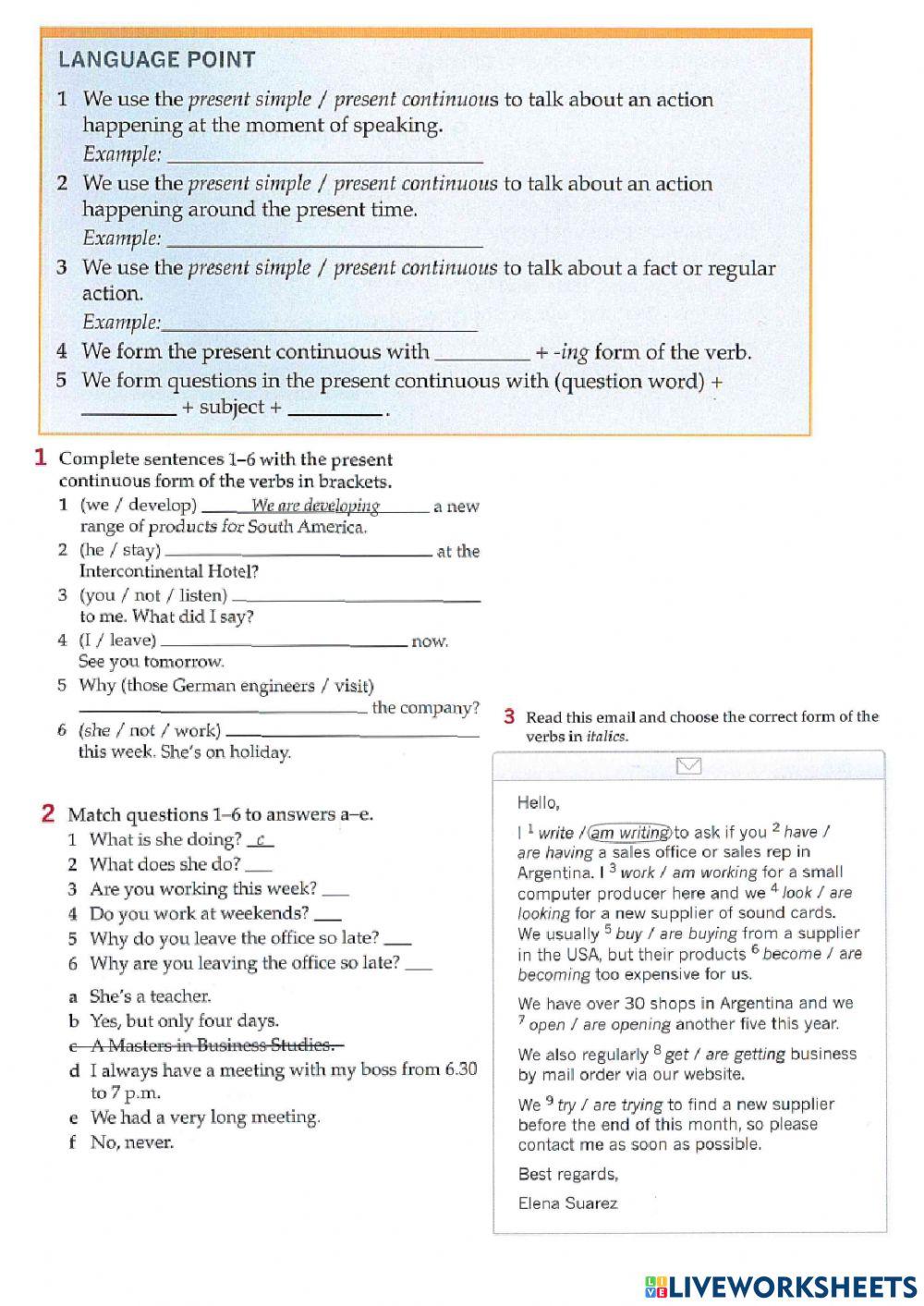 Present continuous-Business