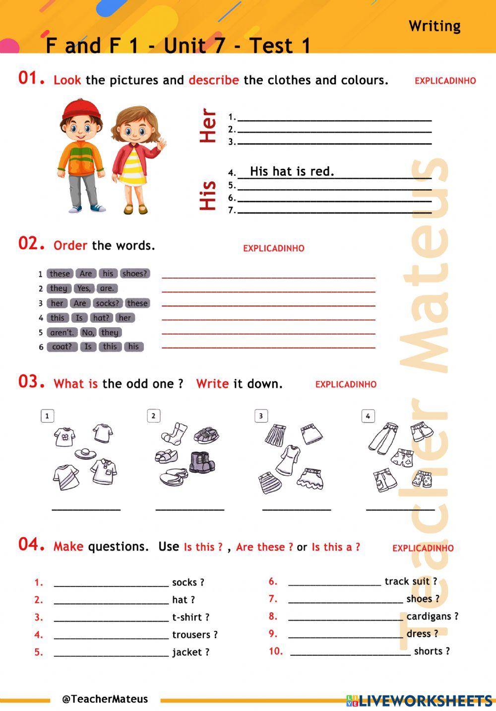 FF 1 - Unit 07 - TEST 1 - Writing