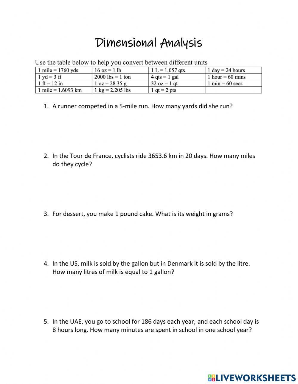 Dimensional analysis