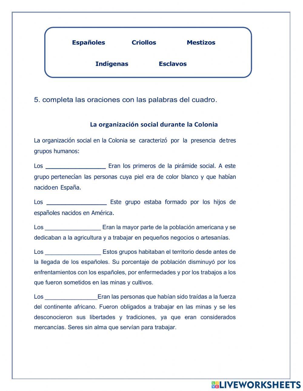 EVALUACIÒN LA COLONIA EN AMERICA