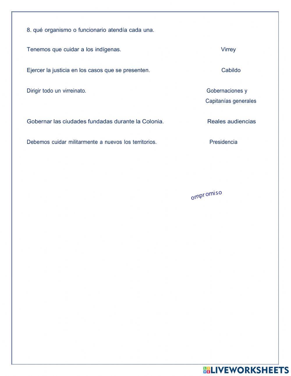 EVALUACIÒN LA COLONIA EN AMERICA