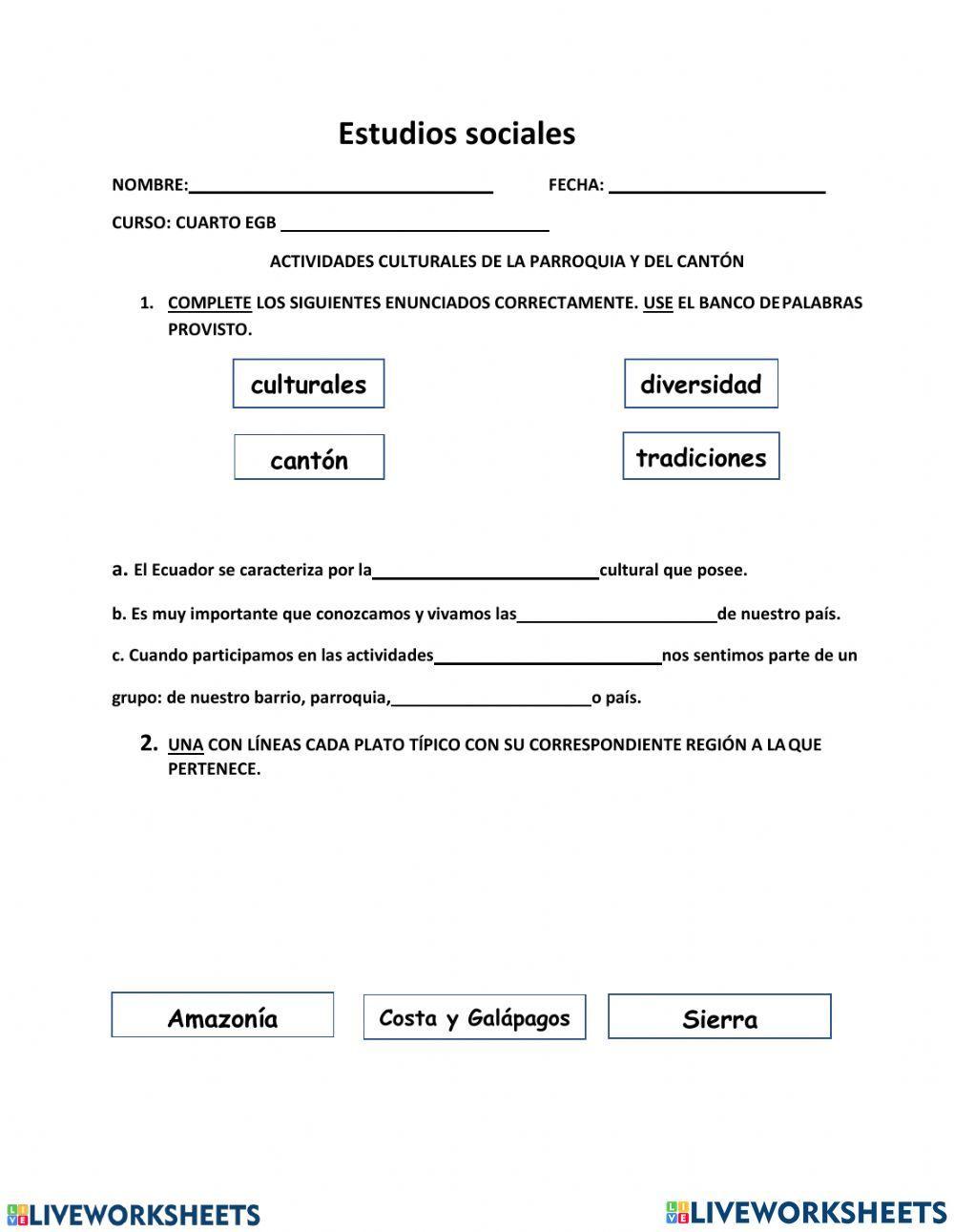 Actividades culturales del ecuador