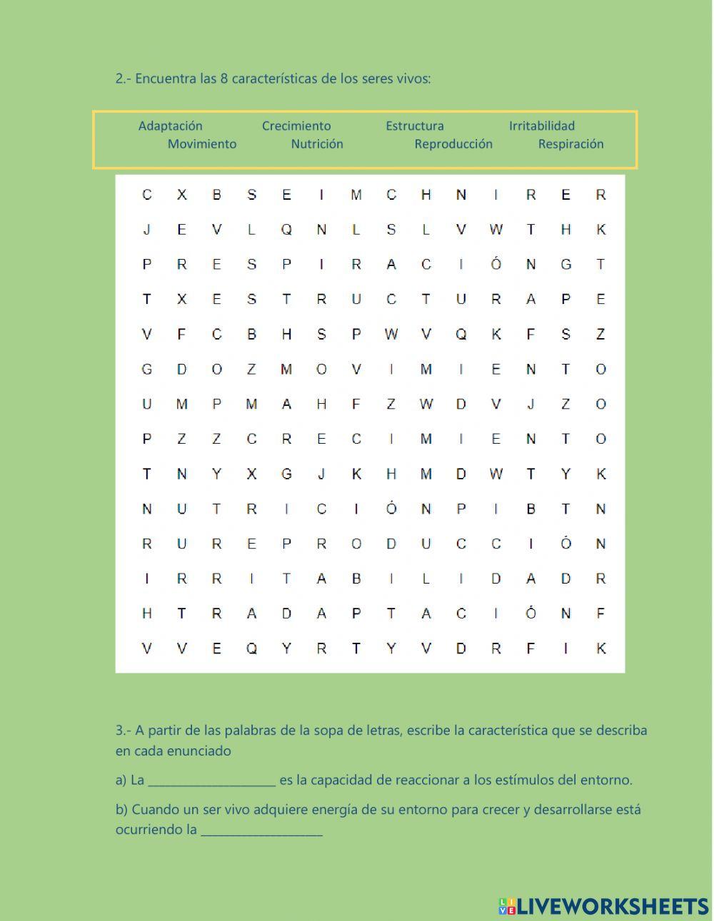 Características de los seres vivos Características de los seres vivos