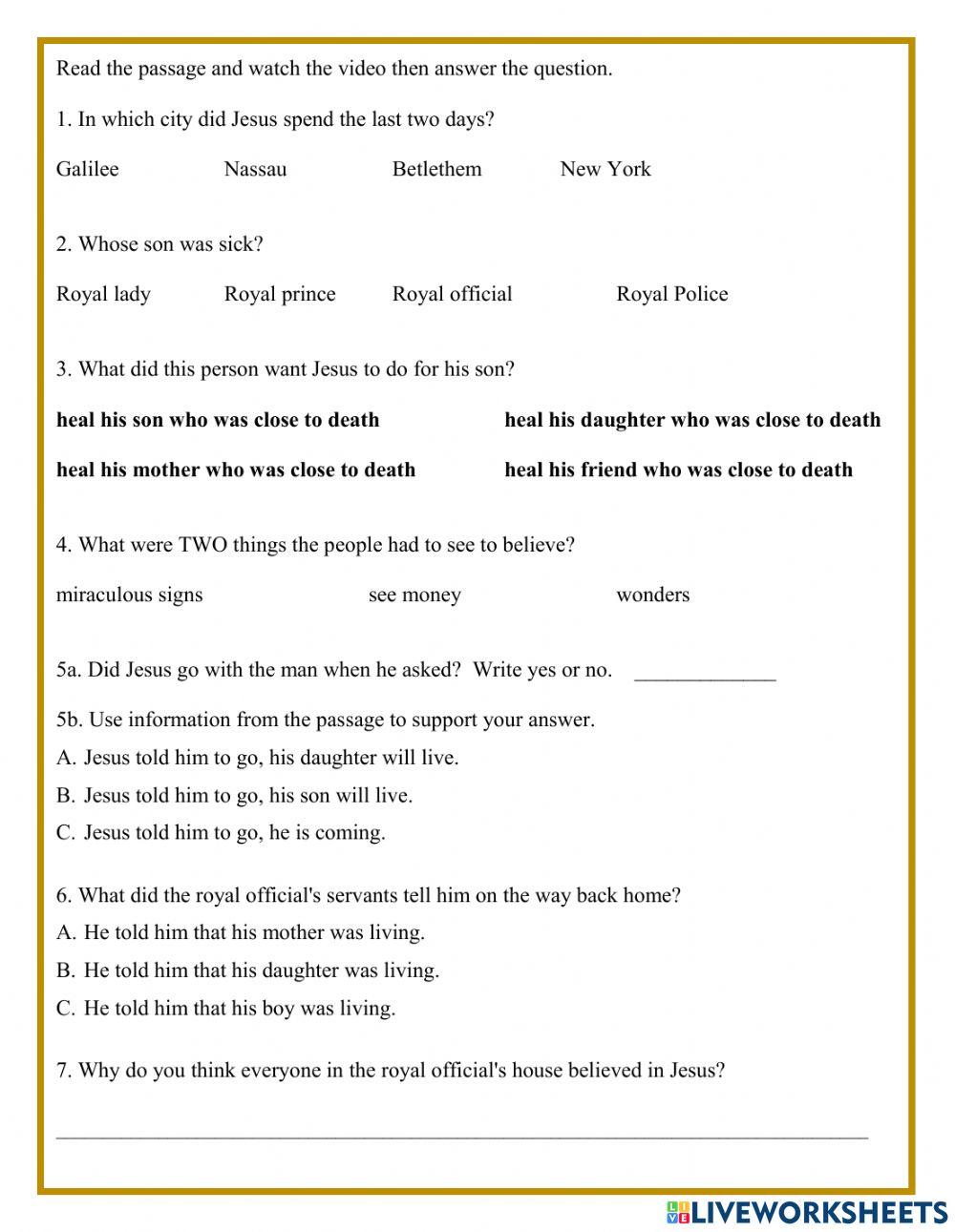 Jesus heals the ruler's son.