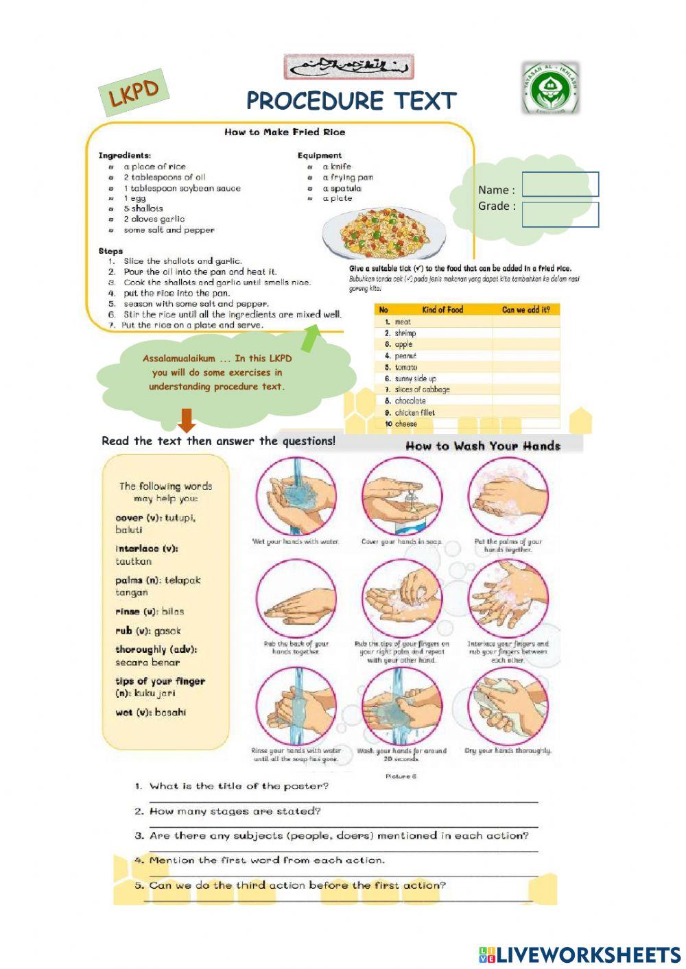 Procedure text 3 online exercise for live worksheets