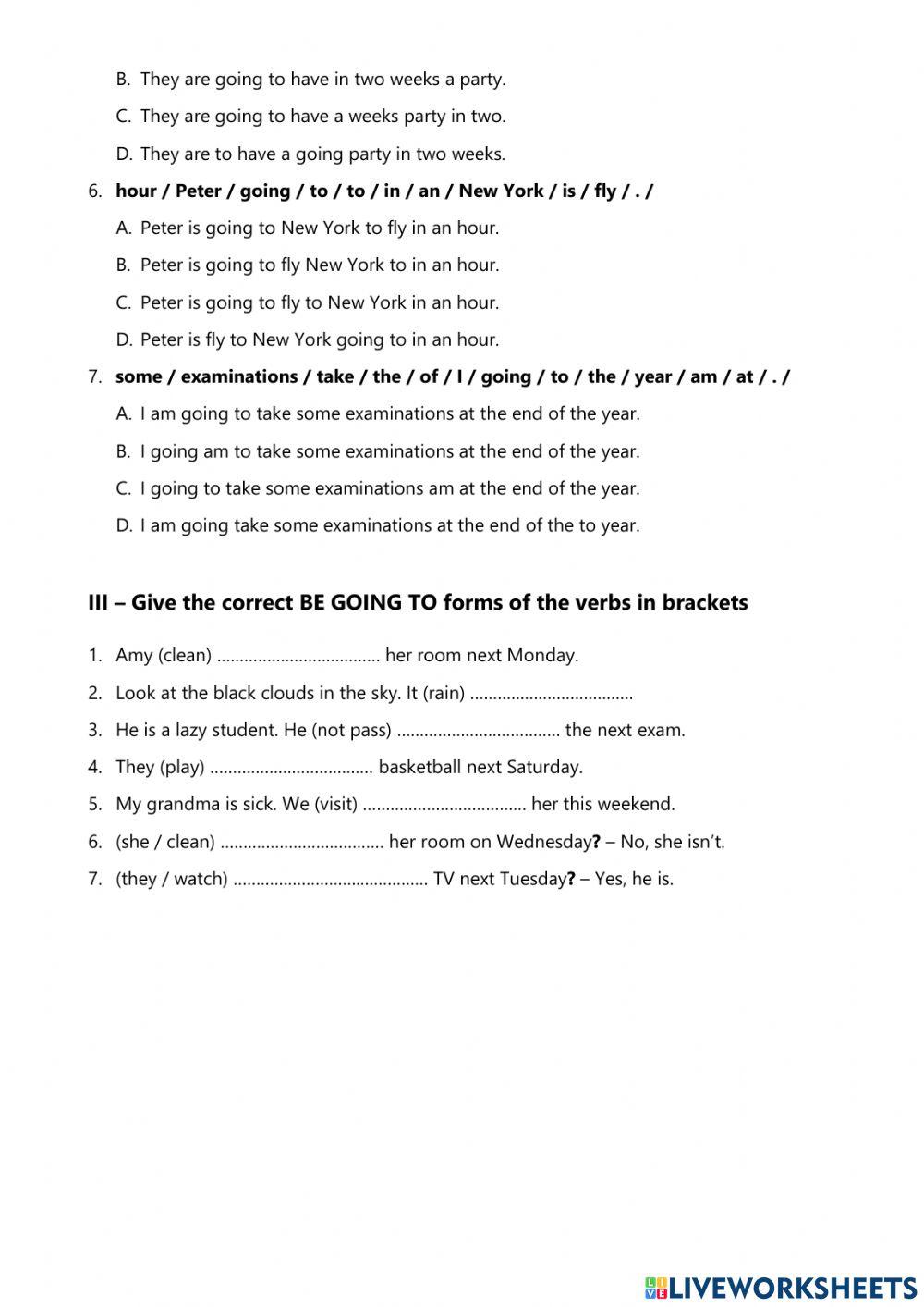 English 5 be going to