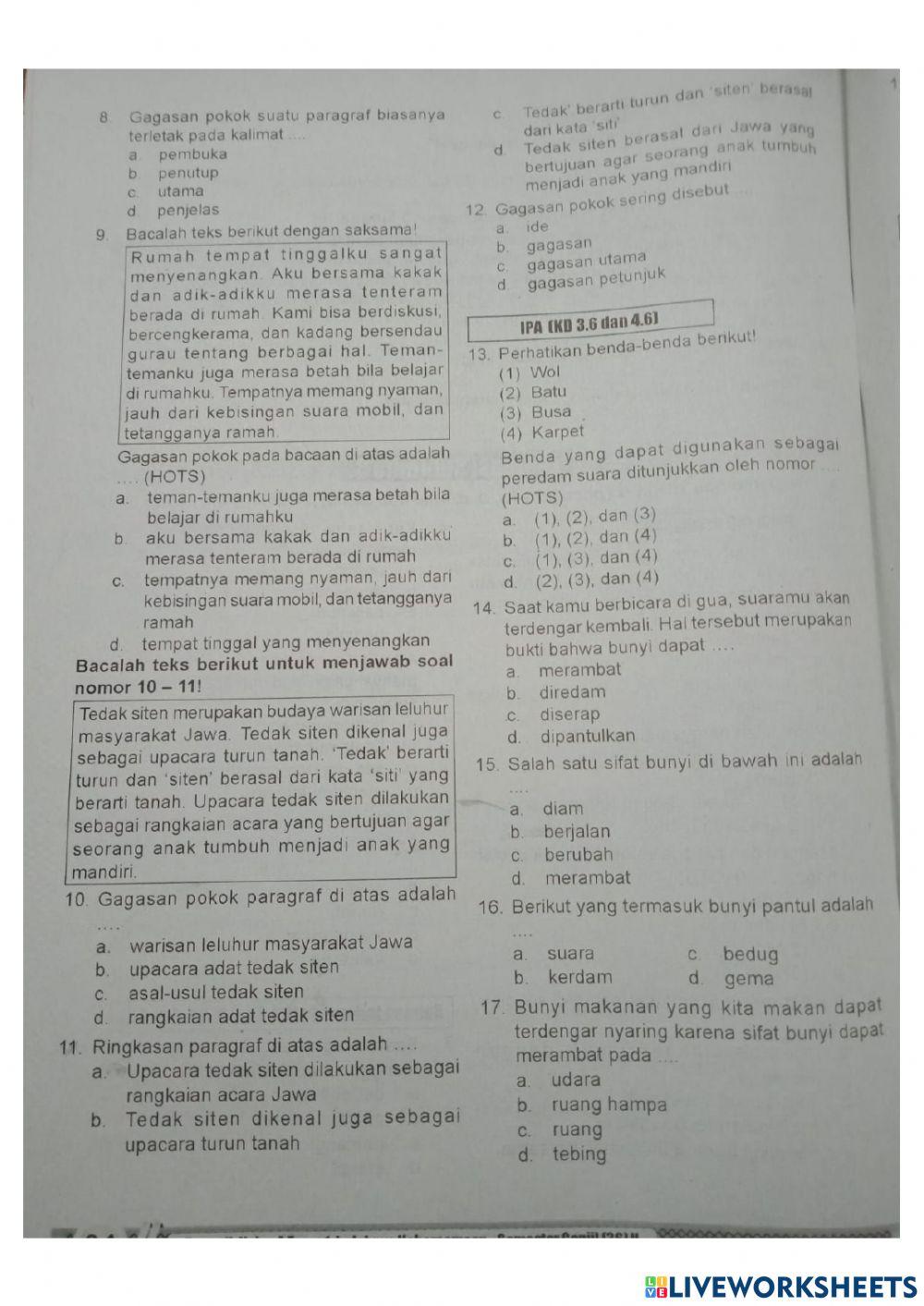 Ulangan harian bahasa indonesia