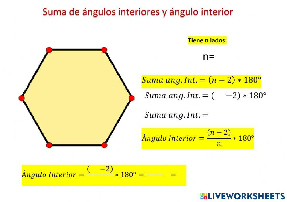 Suma de ángulos interiores y ángulo interior polígono 6