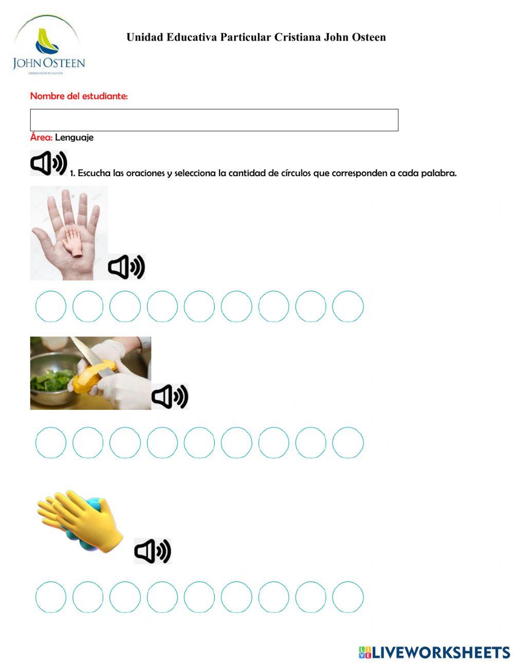 Oraciones con palabra generadora mano