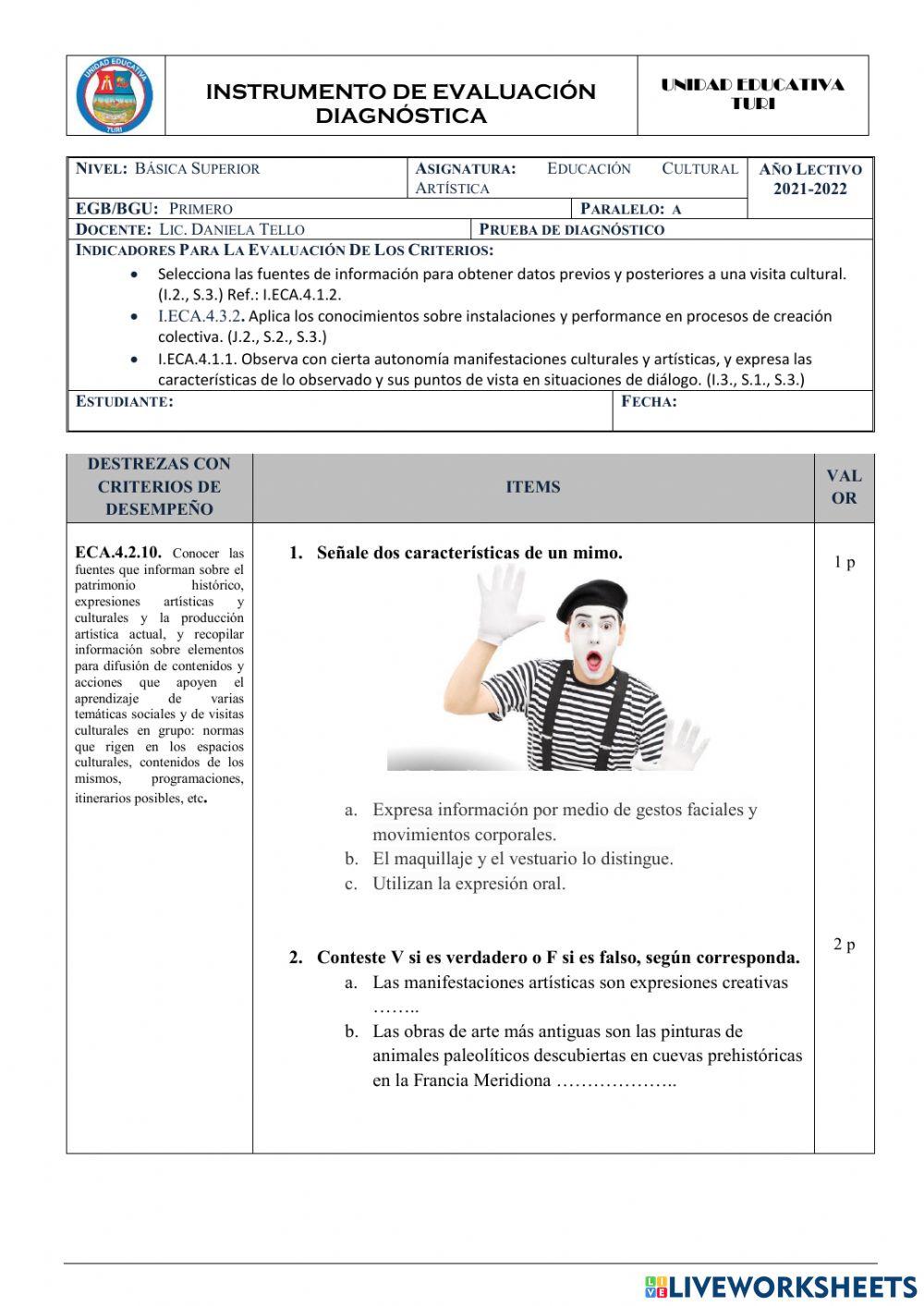 Prueba de diagnóstico de ECA