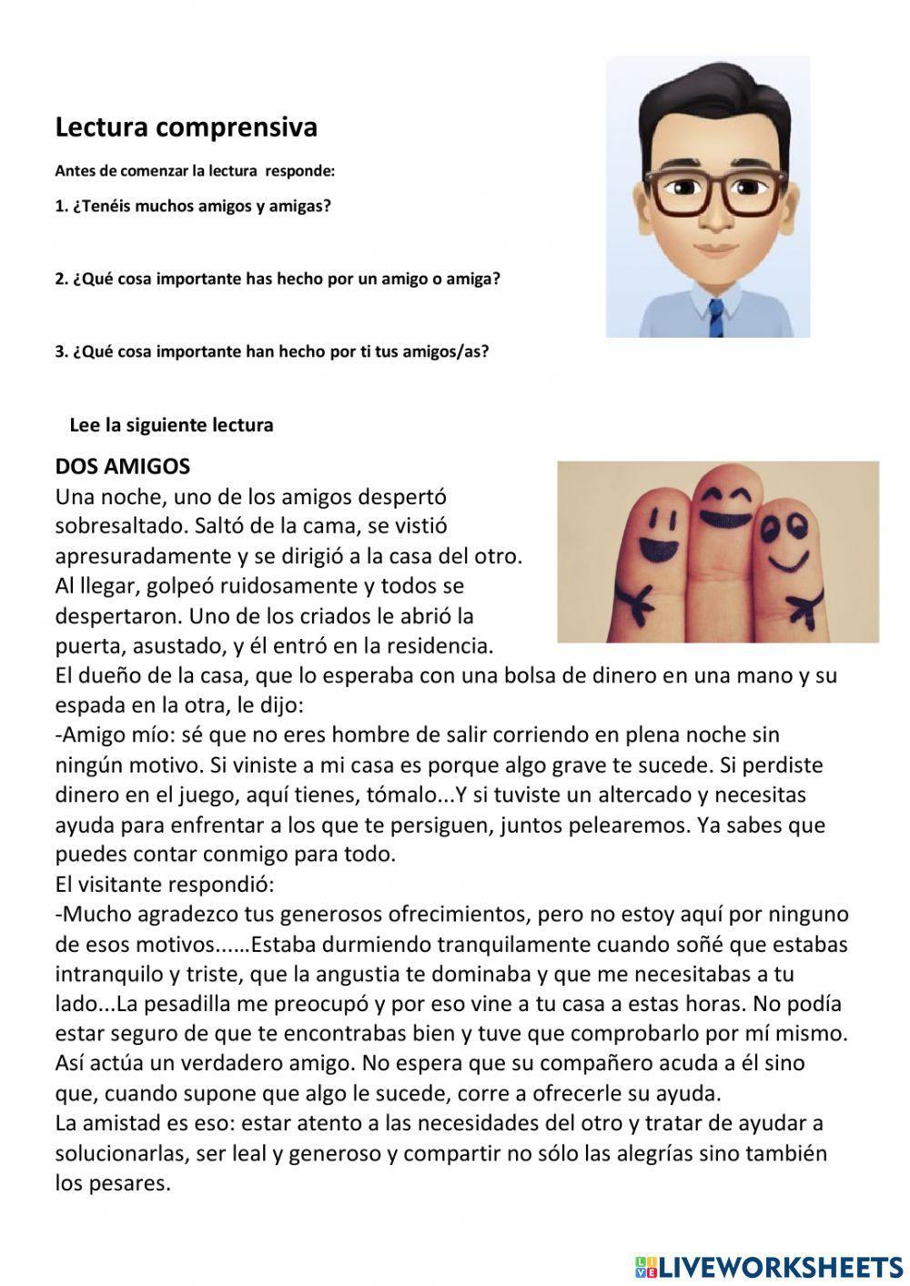 Lectura comprensiva . amigos