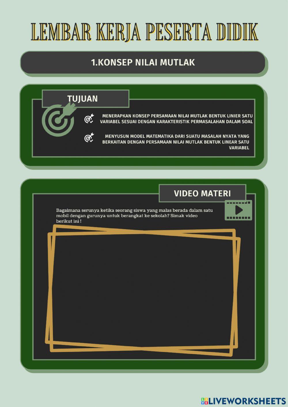Konsep dan Persamaan Nilai Mutlak