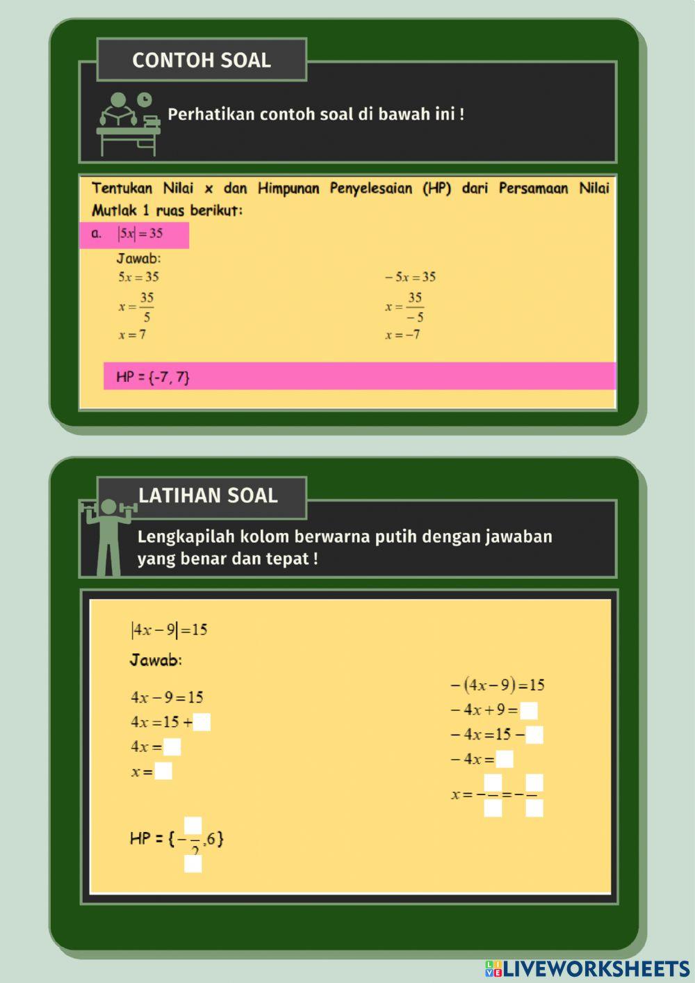 Konsep dan Persamaan Nilai Mutlak