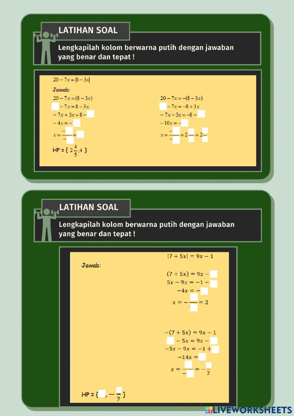 Konsep dan Persamaan Nilai Mutlak