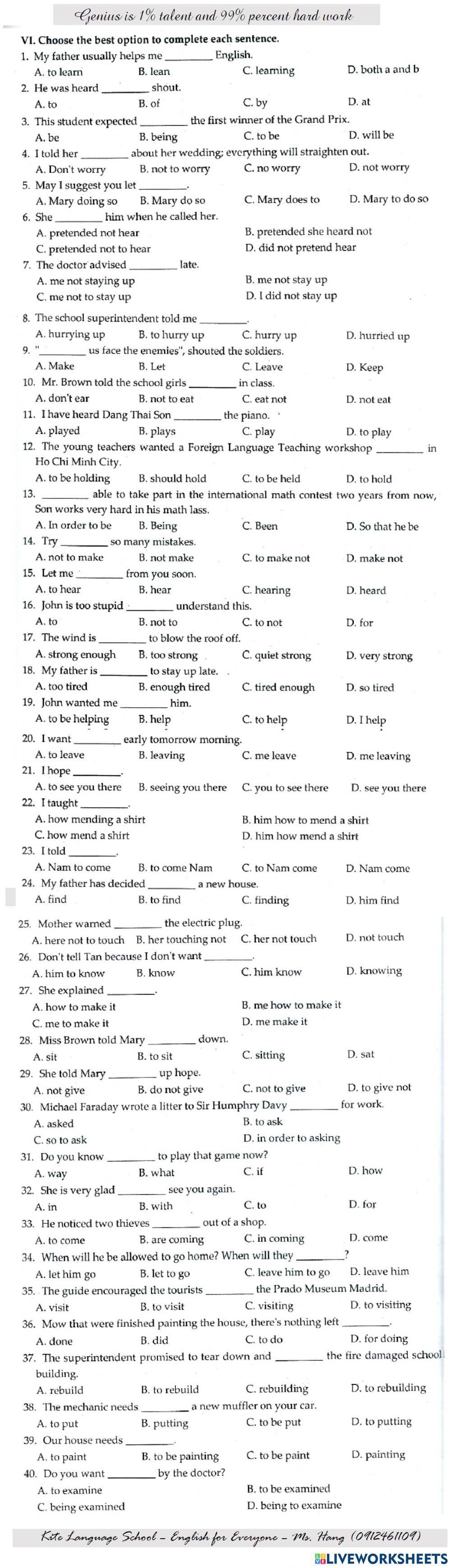 E 8 - Grammar - page 70