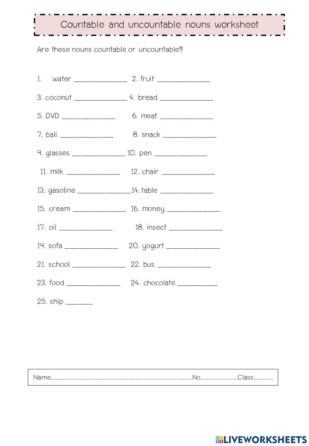 Countable and uncountable nouns