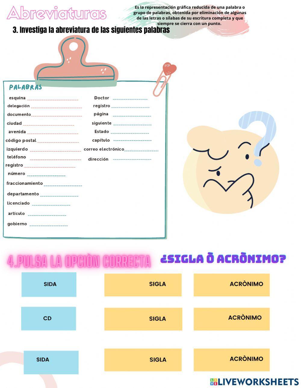 Acrònimos, abreviaturas y siglas