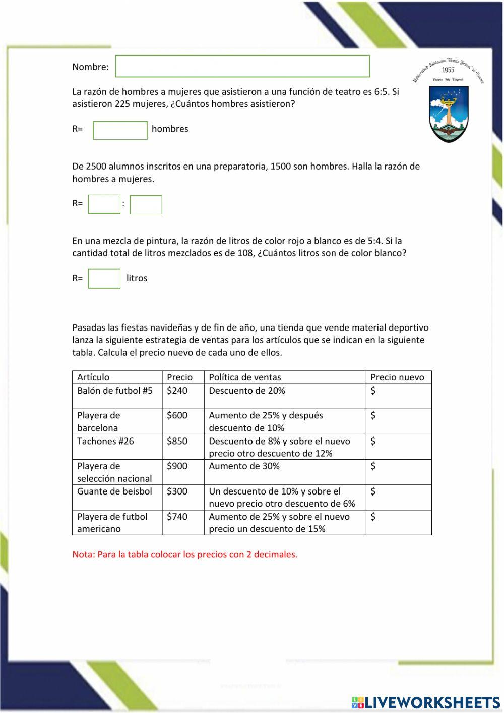 Razones y proporciones