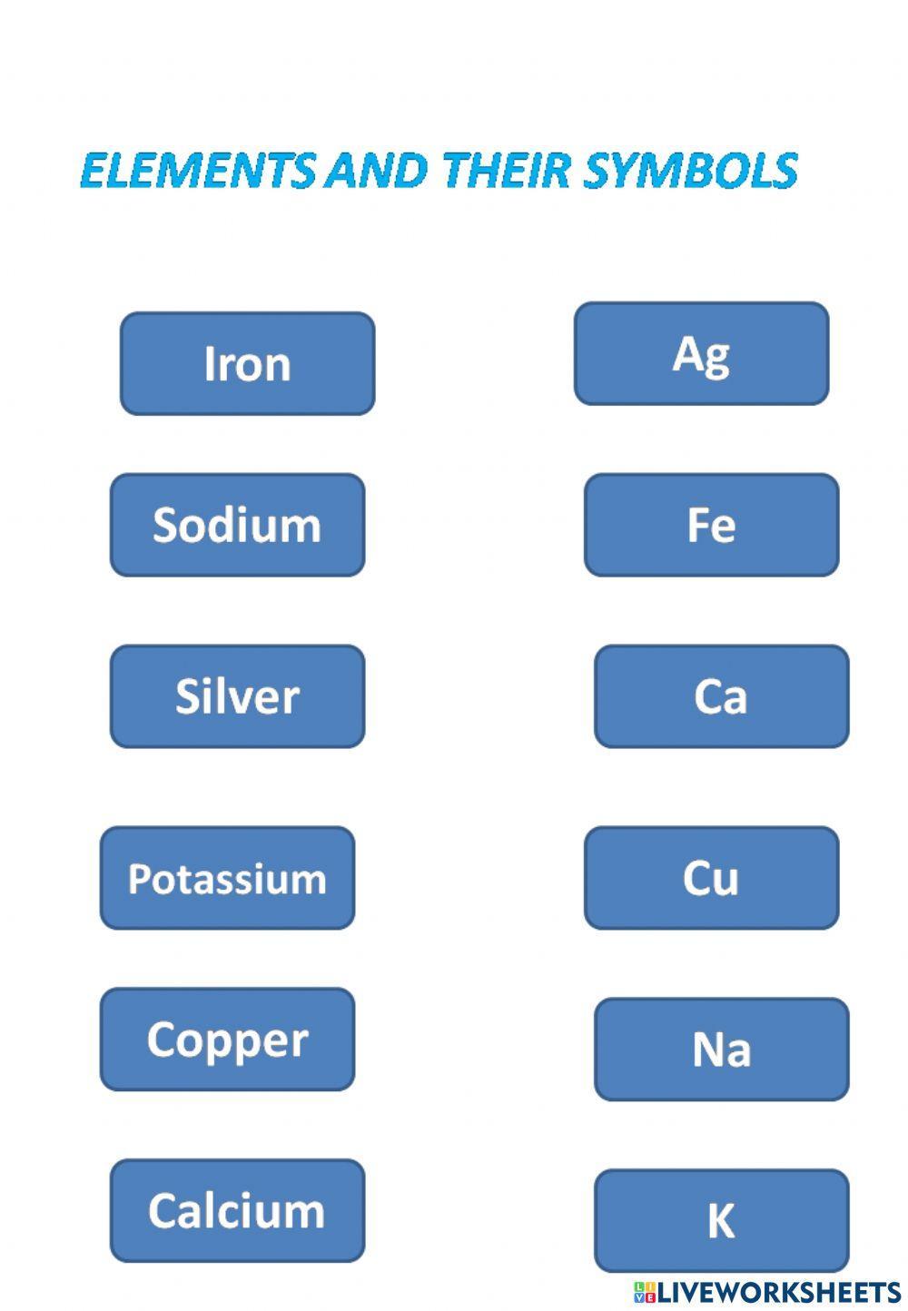 Match the following elements with their symbols
