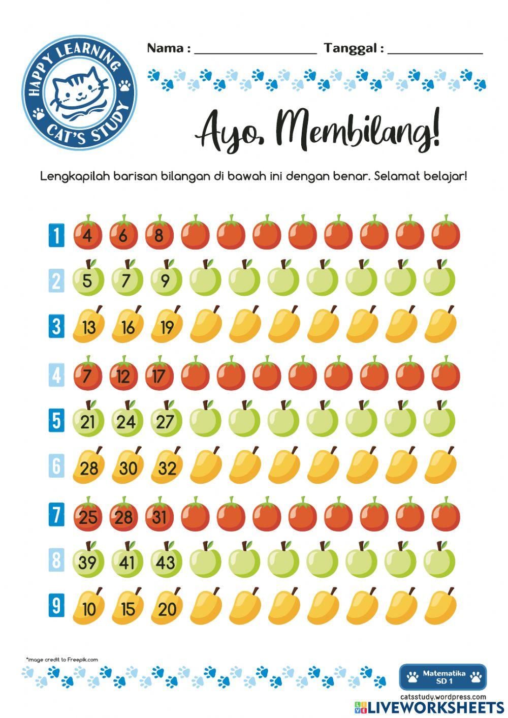 Mengurutkan Bilangan sampai 100