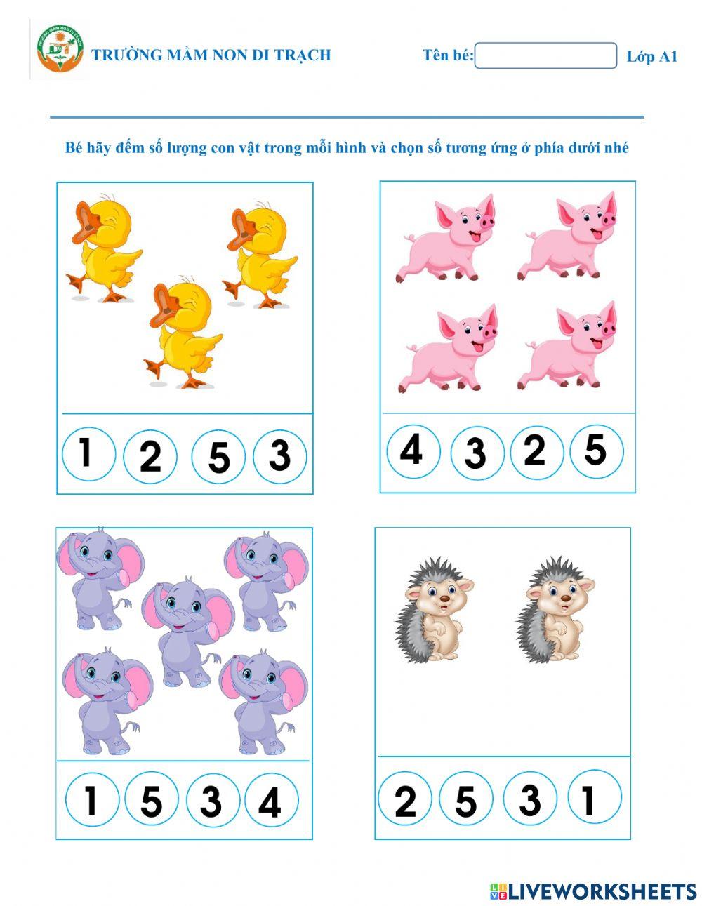 Ôn số lượng trpng phạm vi 5