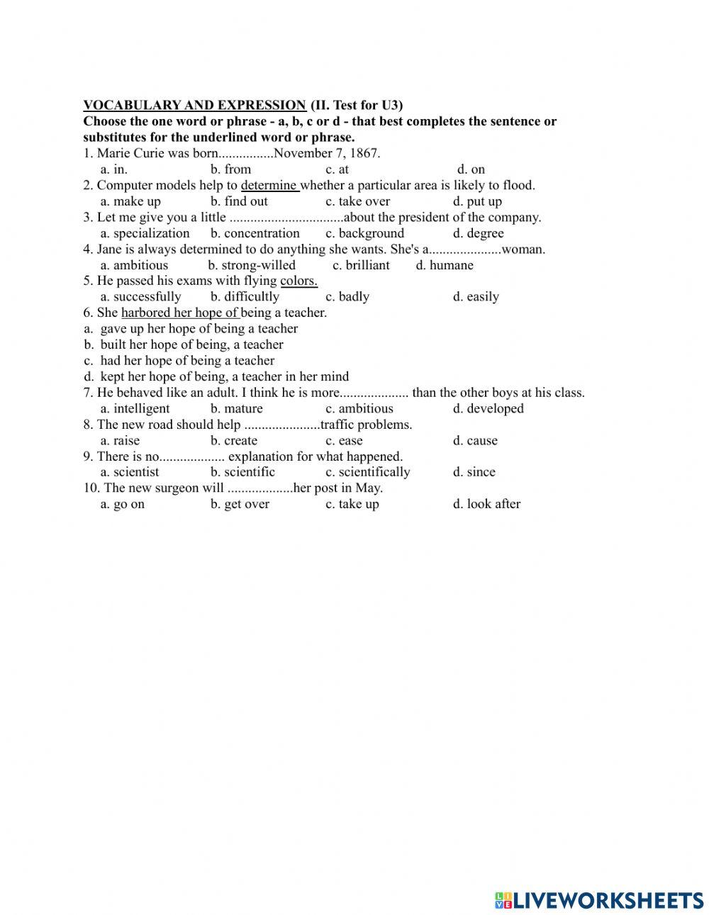 Grade 10 - Unit 3 People's Background