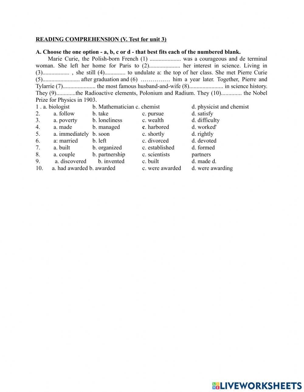 Grade 10 - Unit 3 People's Background