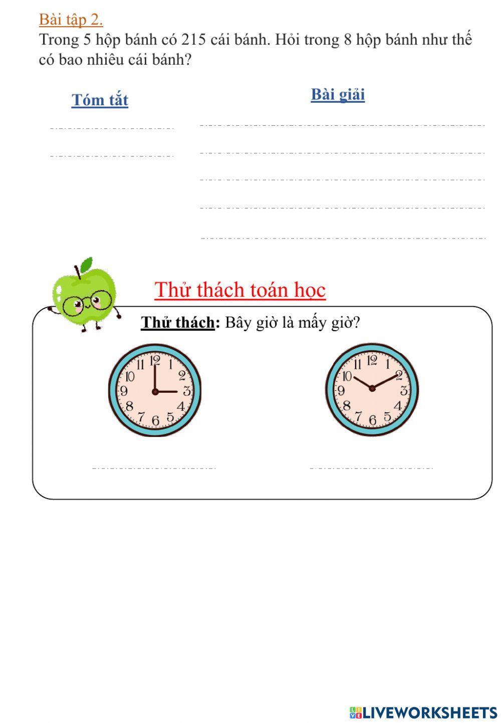 Phiếu bài tập toán