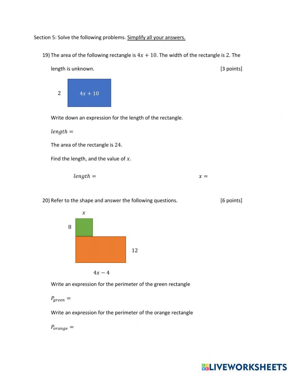 Unit 8.2 Algebra Quiz