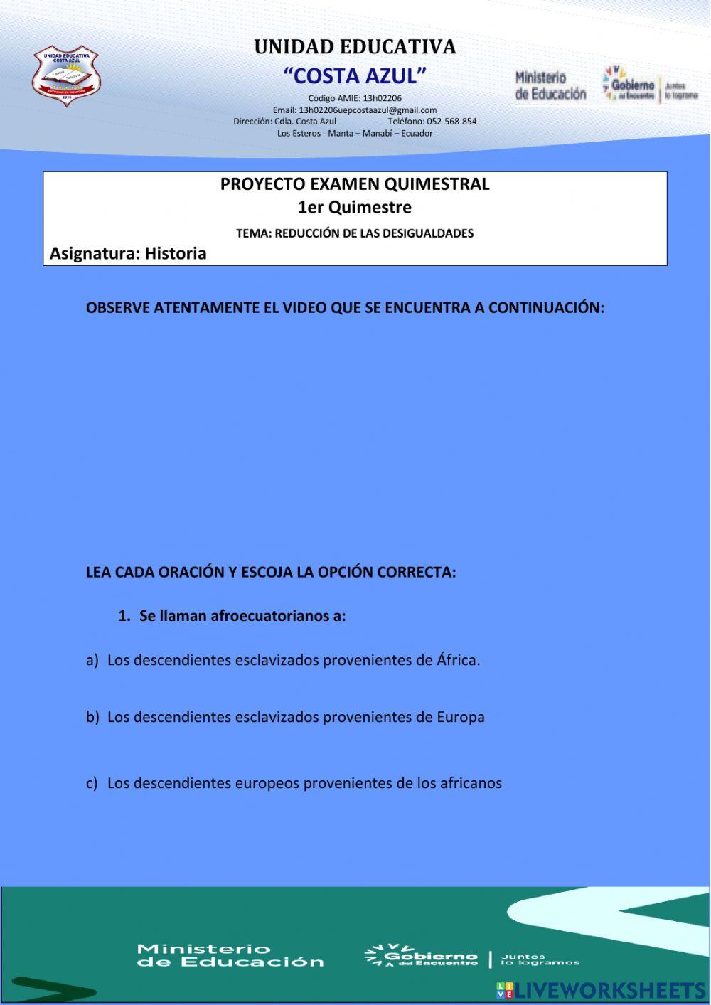 Proyecto examen de historia