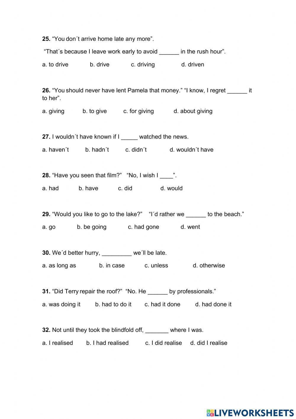 Placement test  Intermediate level