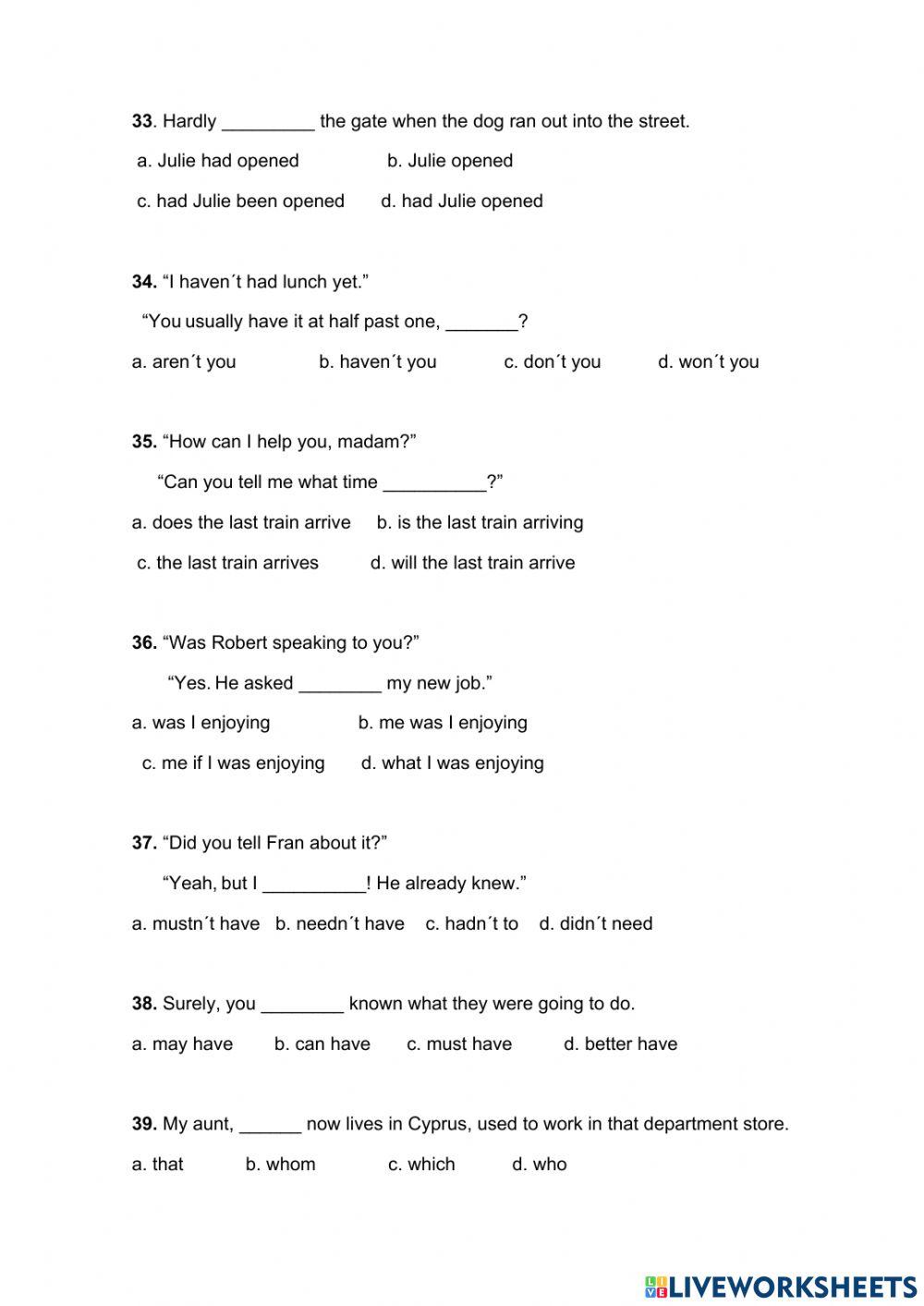 Placement test  Intermediate level