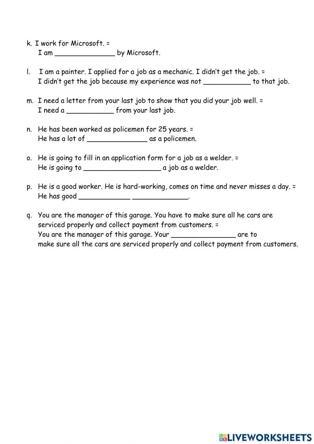 Collocations - work & Employment