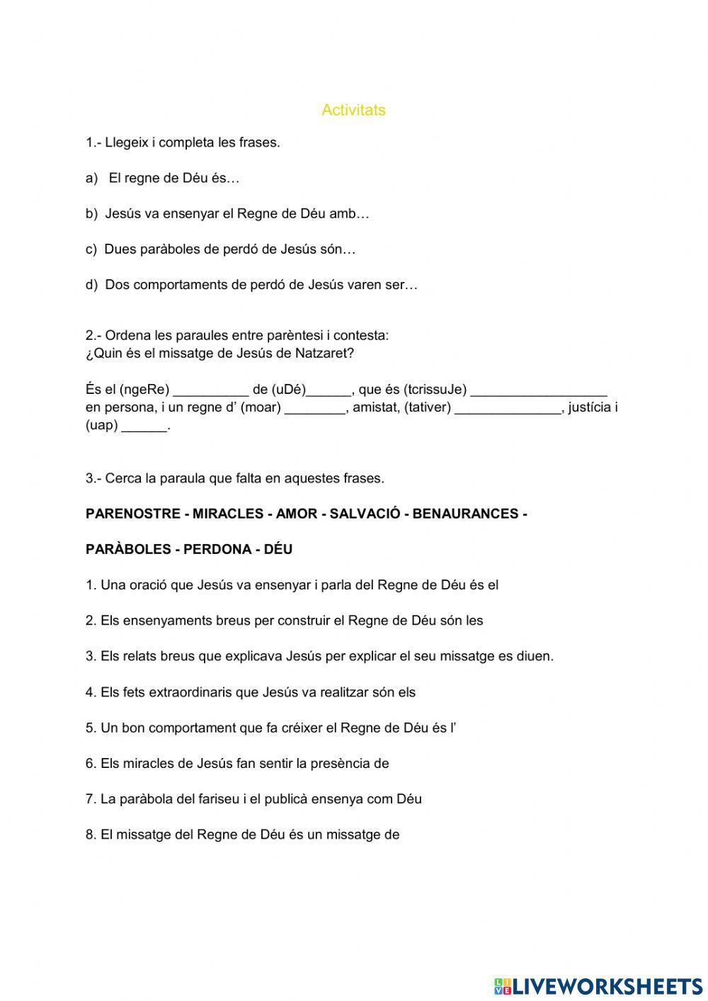 U1 El missatge de Jesús de Natzaret