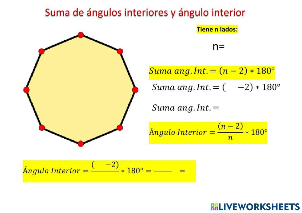 Suma de ángulos interiores y ángulo interior polígono 8