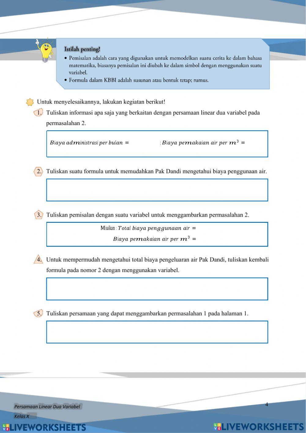 Sistem Persamaan Linear Dua Variabel