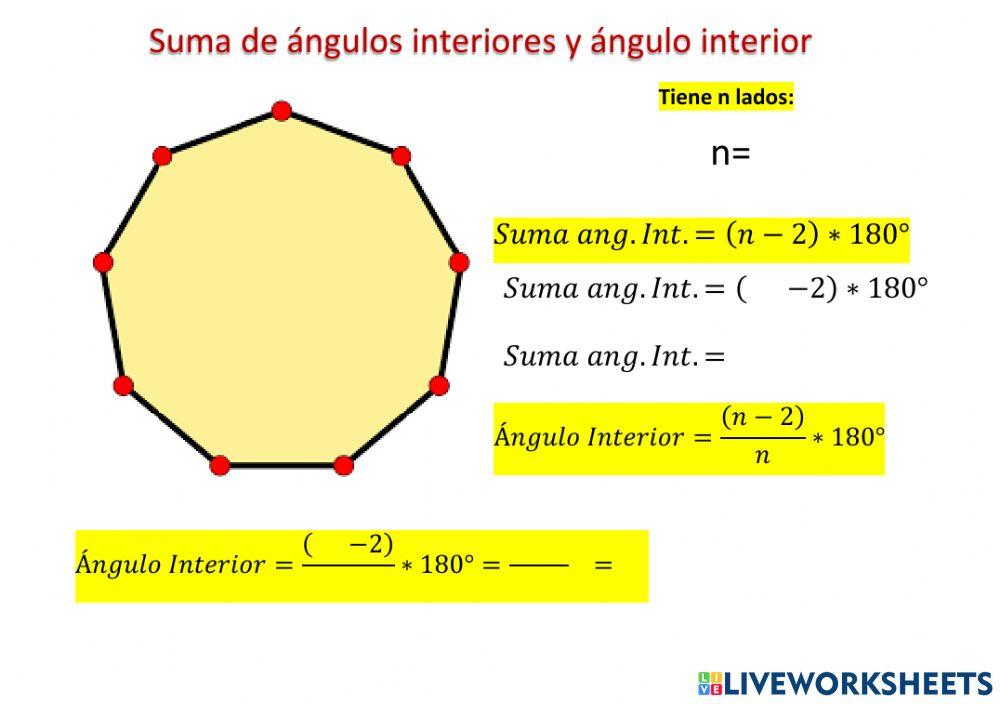 Suma de ángulos interiores y ángulo interior polígono 9