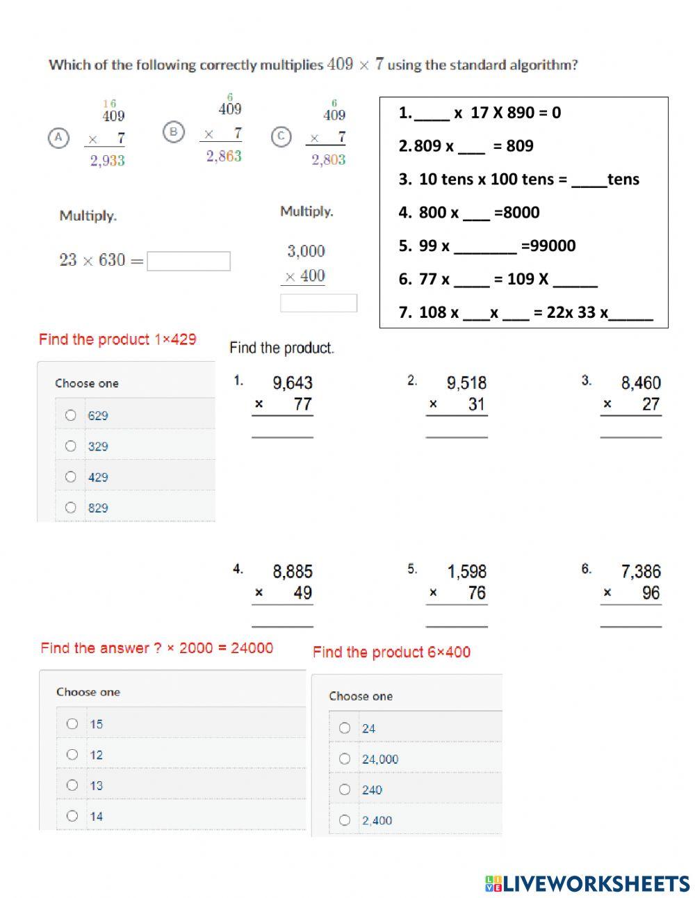 Multiplication Prapared by Sujatha