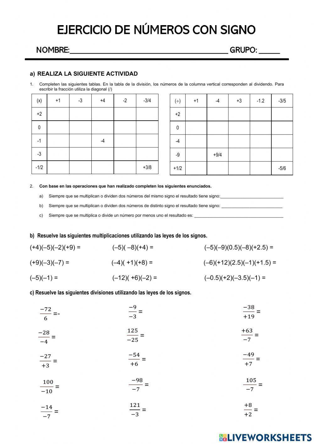 Mutilicacón de números con signo