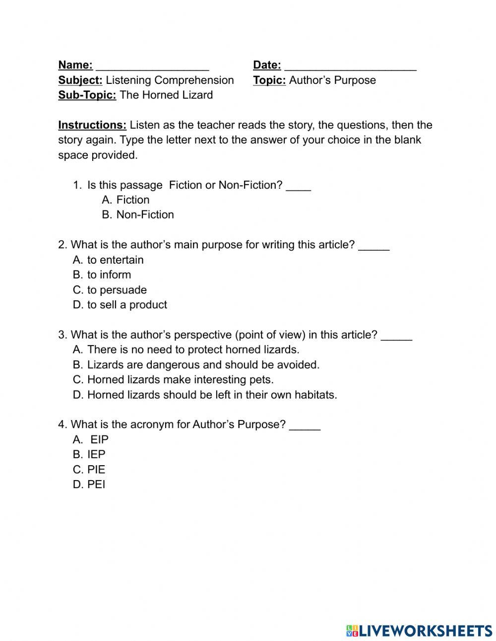 Author's Purpose Horned Lizard