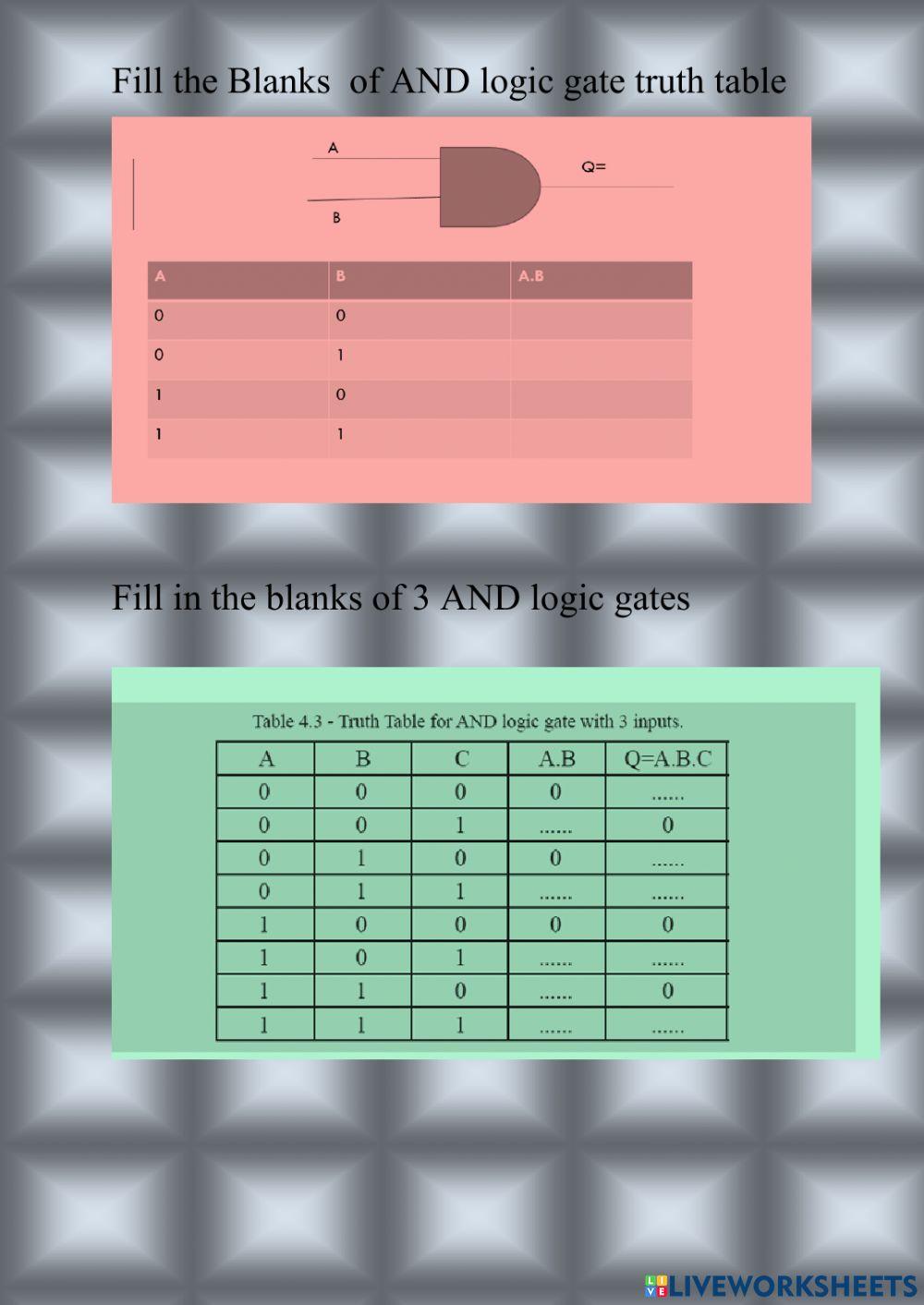 Logic Gates Truth Tables Worksheet | Cabinets Matttroy