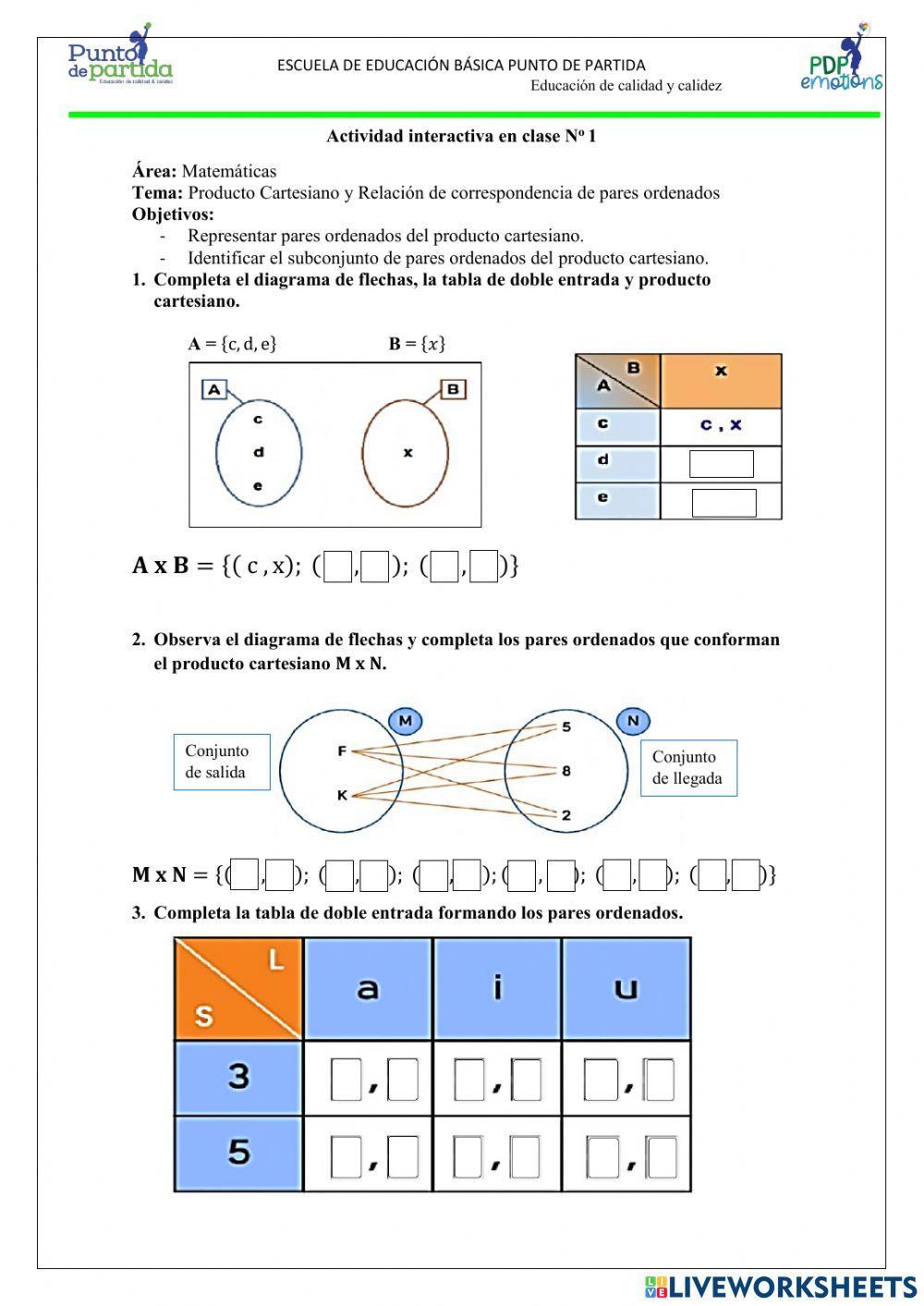 Producto cartesiano y relación de correspondencia