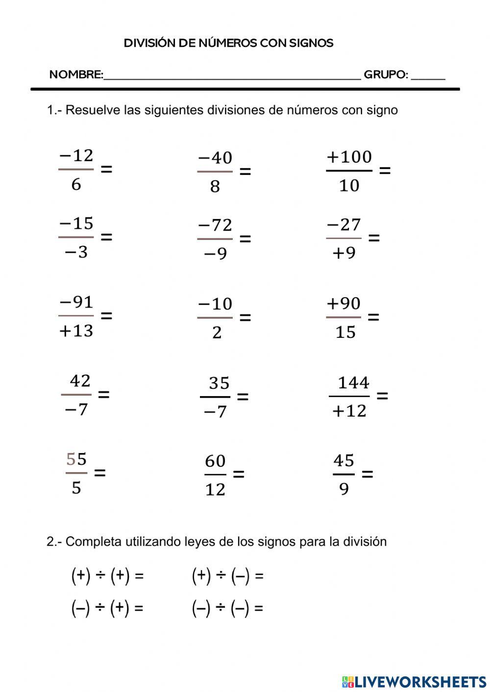Divisiòn números con signo